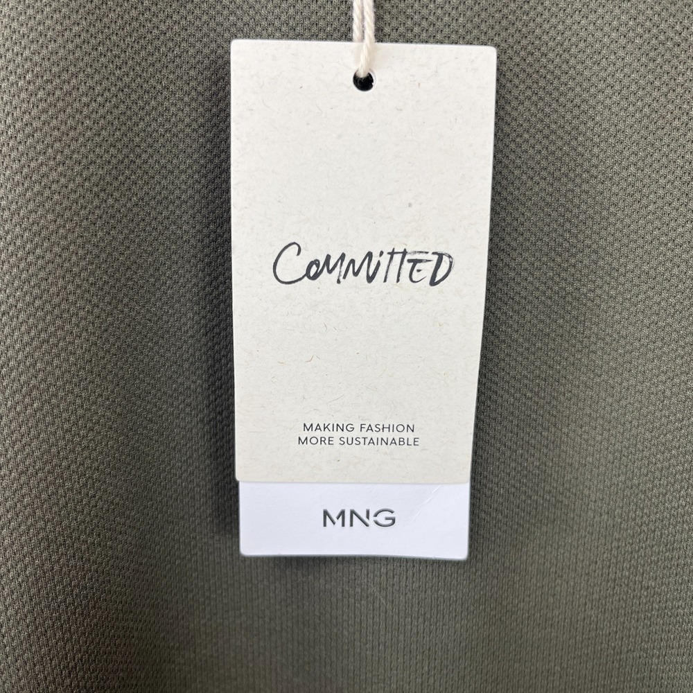 Mango NWT MNG Pullover Sweatshirt Women 2XL Olive Green Cotton Blend Sustainable - Picture 4 of 13